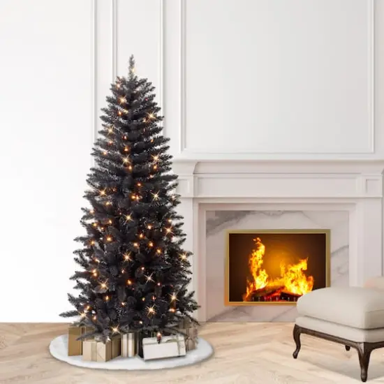 6ft. Pre-Lit Black Carson Pine Artificial Christmas Tree, Clear Lights {3}