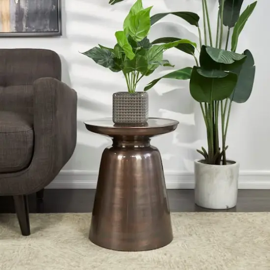 19" Copper Metal Accent Table with Bell Shaped Base  {7}