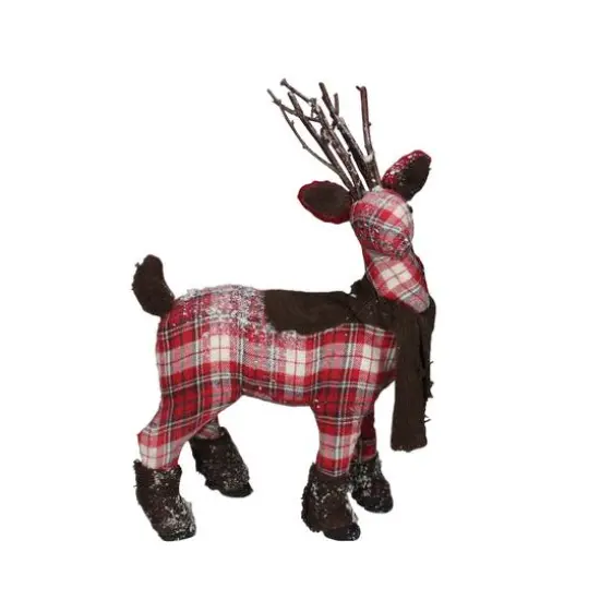 19.5" Plaid Reindeer with Brown Scarf Tabletop Figure {4}