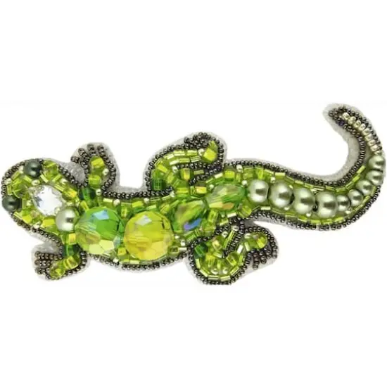 Crystal Art Beadwork Kit For Creating Broоch Lizard {3}