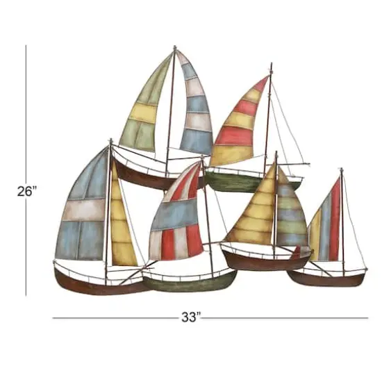 Multicolor Sailboat Metal Coastal Wall Accent {4}