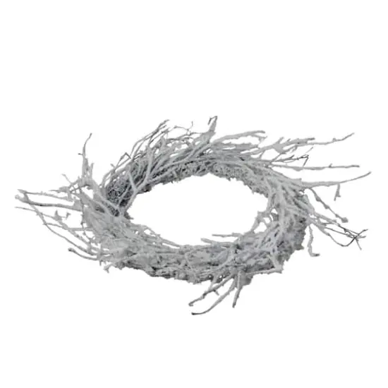 24" Flocked Glitter Twig Artificial Wreath {3}