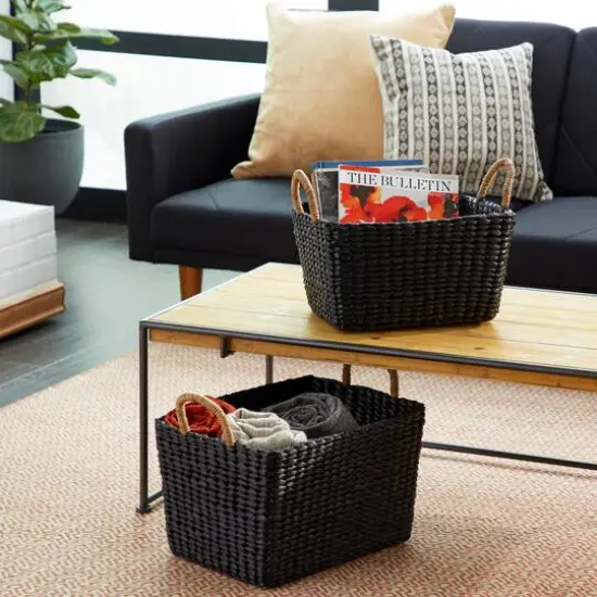 Black Banana Leaf Eclectic Storage Basket Set {6}