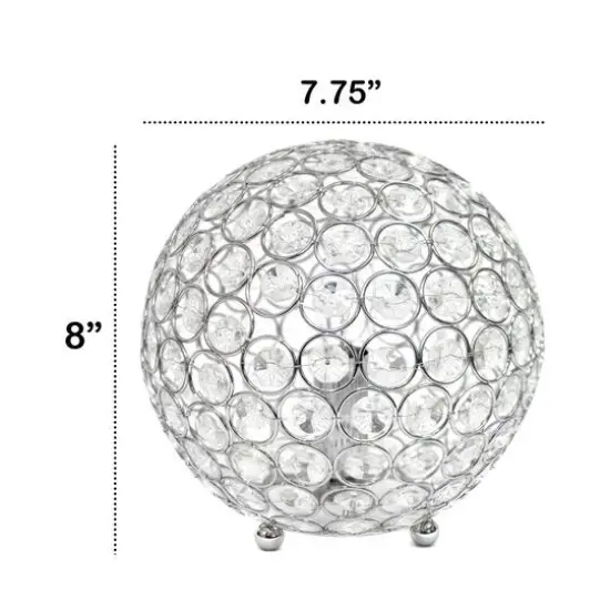 Lalia Home 8" Medium Metal Crystal Round Orb Table Lamp Chrome {4}