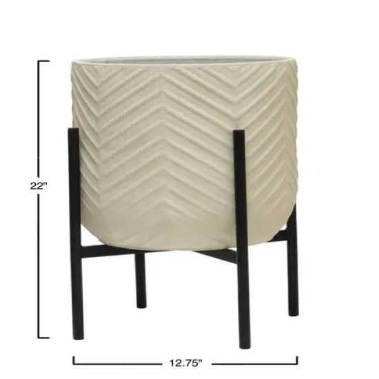 Hello Honey&reg; 22" White with Black Metal Planter and Stand, 2ct. {4}