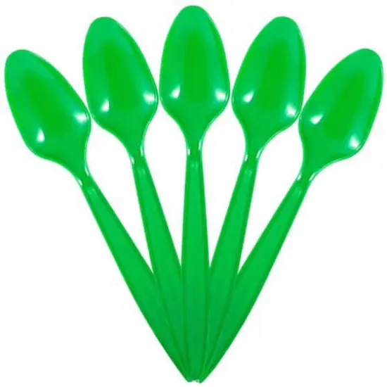JAM Paper Green Big Party Pack Plastic Disposable Spoons, 100ct. {1}