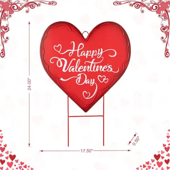 Glitzhome&reg; 24" Metal Happy Valentine's Day Heart Yard Stake {7}