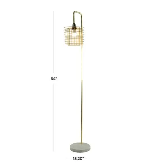 Gold Metal Industrial Floor Lamp, 15" x 10" x 64" {8}