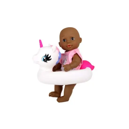 Dream Collection Bath Time 12" African American Baby Doll With Unicorn Floatie {3}