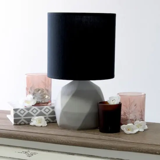 Simple Designs 10.6" Geometric Concrete Lamp Black {5}