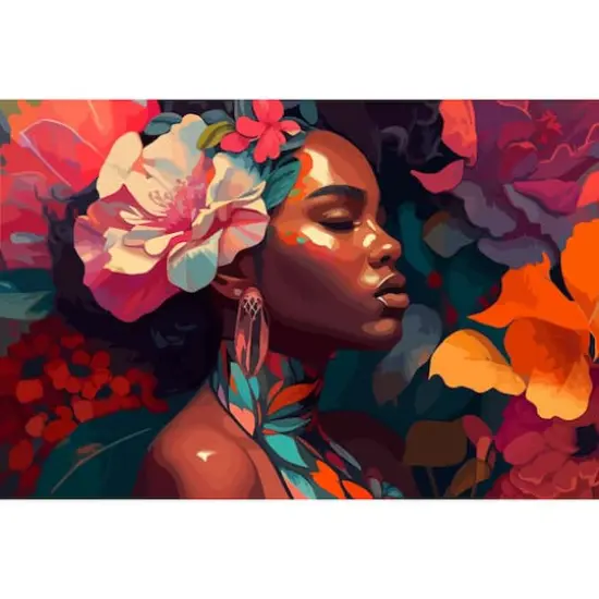 Sparkly Selections African Woman Floral Diamond Painting Kit, Round Diamonds {1}