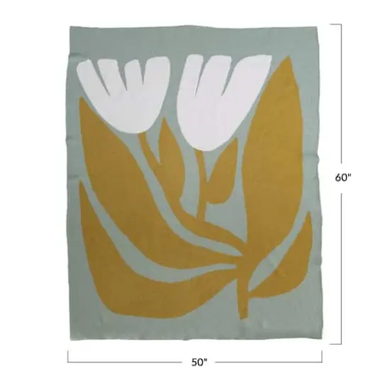 Hello Honey&reg; Cotton Knit Throw Blanket with Flowers, Multicolor {3}