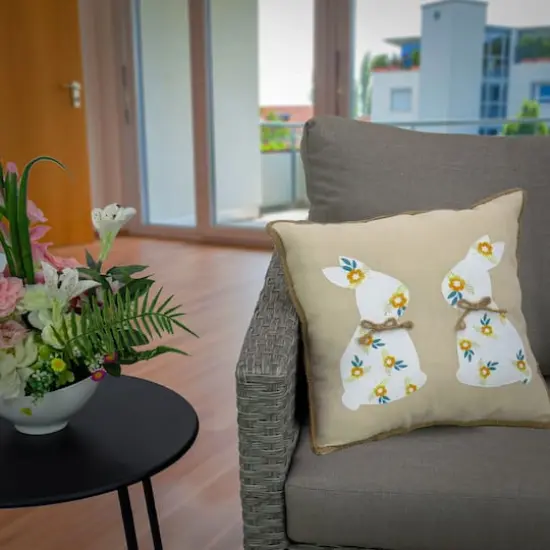 16'' Floral Bunny Easter Pillow {3}