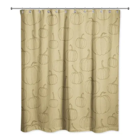 Mustard Yellow Pumpkin Shower Curtain {1}