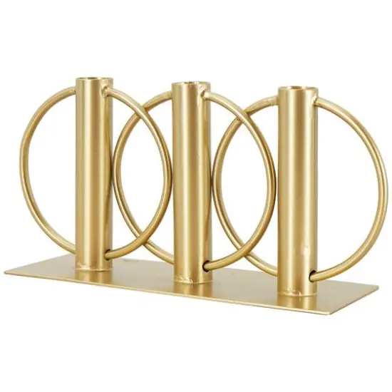 11" Gold Metal Overlapping Circular Ring Candelabra {4}