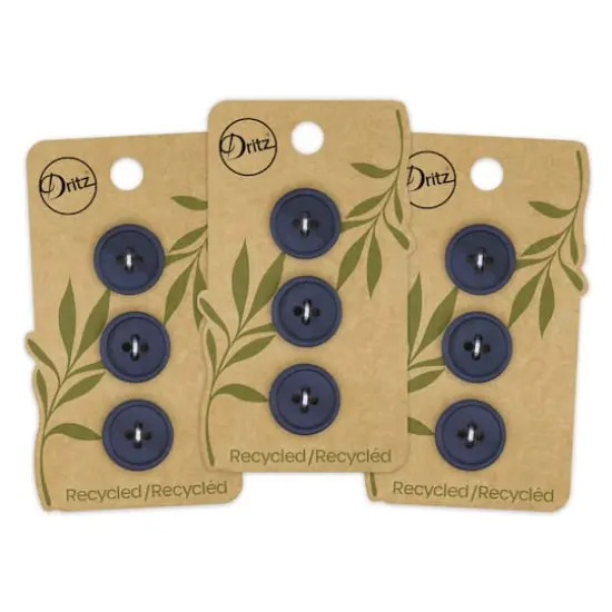 Dritz&reg; 18mm Recycled Paper Round Button, 9ct. Dark blue {9}