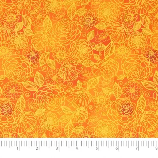 SINGER Tonal Floral Orange Cotton Fabric {4}