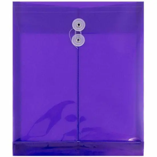 JAM Paper 9.75" x 11.75" Purple Plastic Button String Open End Envelopes, 108ct. {1}