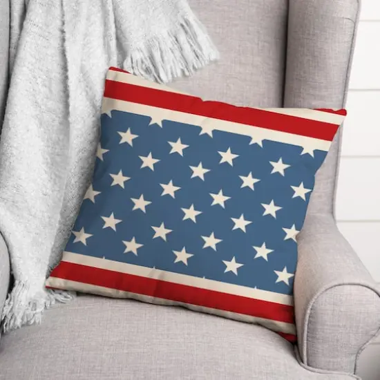 Red & Blue Stars & Stripes Throw Pillow {3}