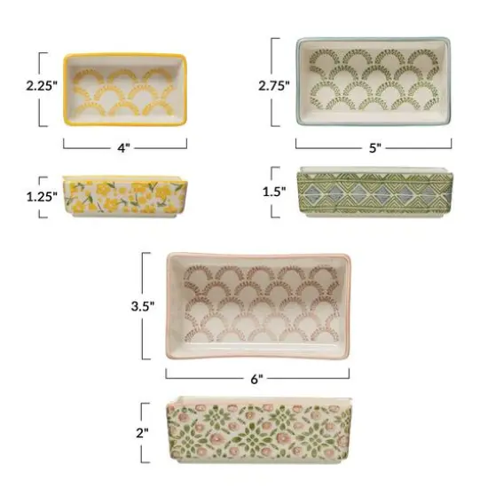 Hello Honey® Hand-Stamped Pattern Stoneware Ramekin Dish Set {3}