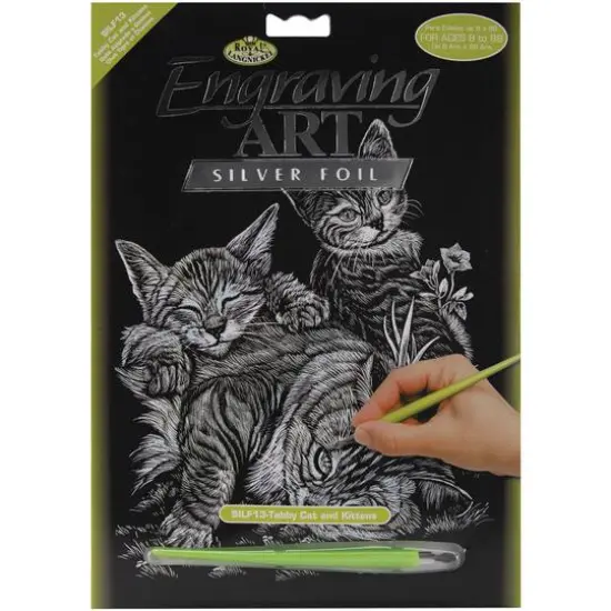 Royal & Langnickel&reg; Engraving Art&trade; Tabby Cat & Kittens Silver Foil Kit {1}