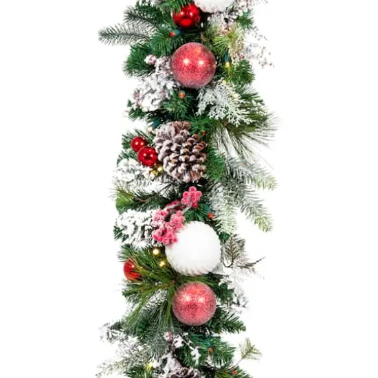 Village Lighting 9ft. Pre-Lit LED Frosted Wonderland Garland {1}
