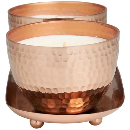 Jasmine Scented Candles in Hammered Copper Bowls Set {4}