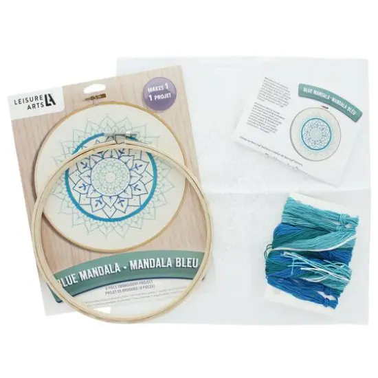 Leisure Arts&reg; 8" Blue Mandala Embroidery Kit {4}