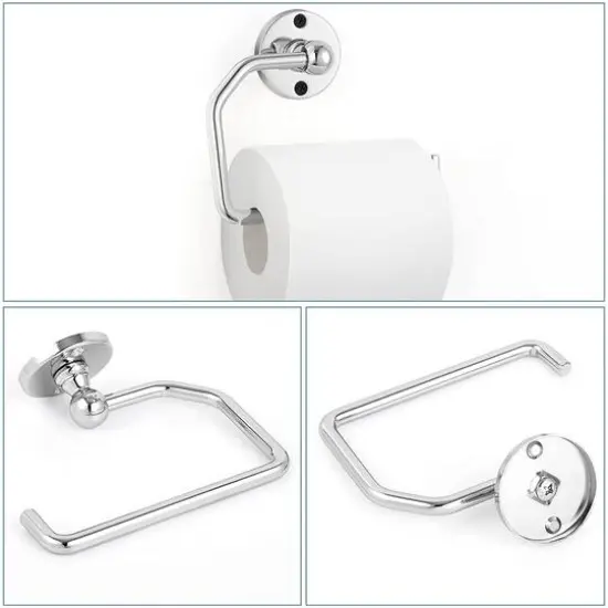 Stainless Steel Towel Ring & Toilet Paper Holder Set Silver {8}