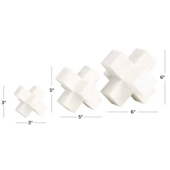 White Marble Geometric Jack Sculpture Set {4}