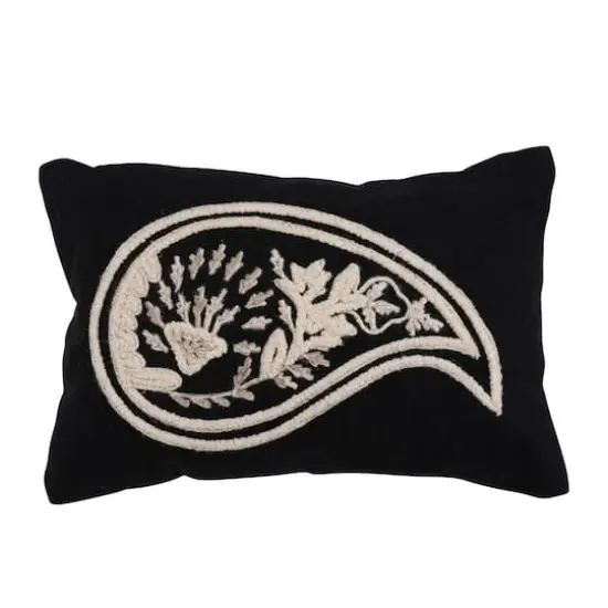Hello Honey® Paisley Embroidered Woven Cotton Slub Lumbar Pillow {1}