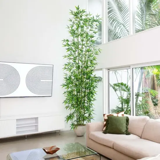 12ft. Potted Artificial Green Bamboo Tree {3}
