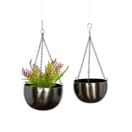 Black Metal Glam Hanging Planter Set {1}