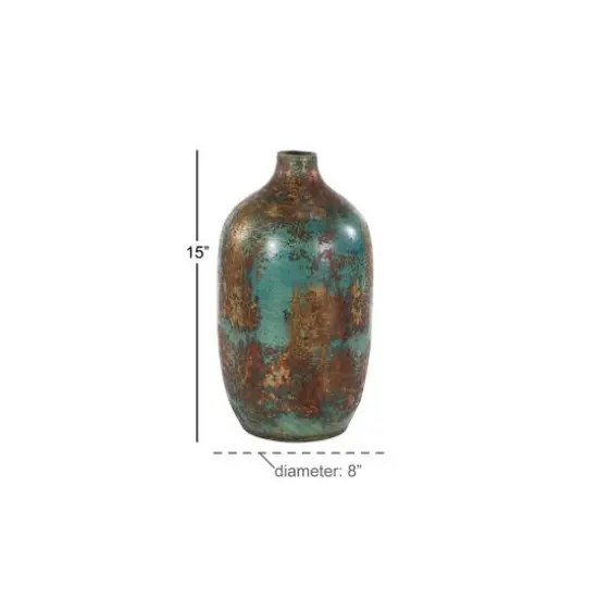 16" Blue Ceramic Rustic Vase {7}