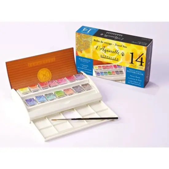Sennelier French Artists' 14 Color Half Pan Watercolor Plastic Travel Set {4}