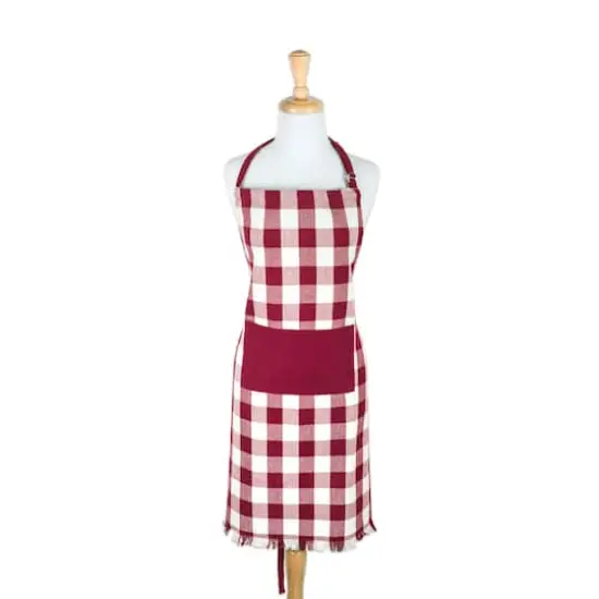 Wine Heavyweight Check Fringed Chef Apron {3}