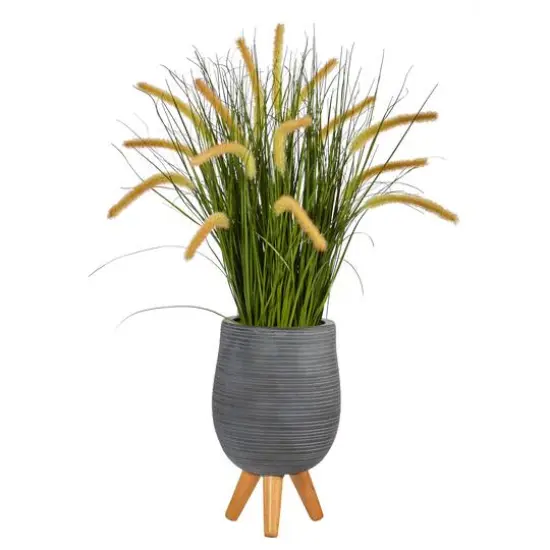 3ft. Onion Grass Plant in Gray Planter with Stand {1}