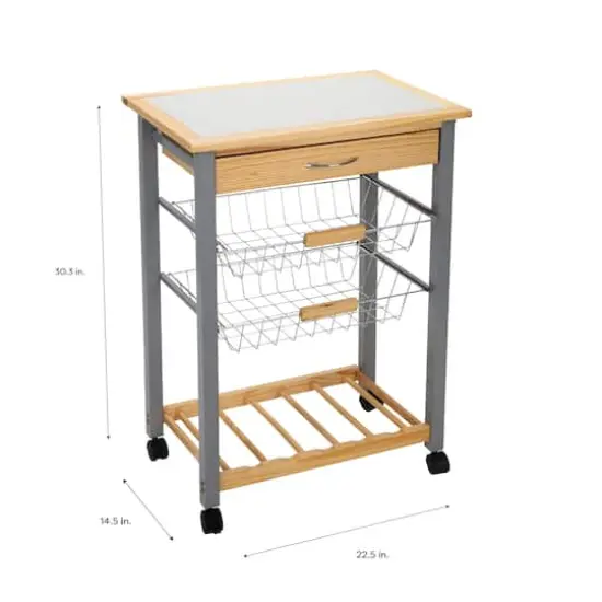 Organize It All Rolling Kitchen Cart with Wine Rack {9}