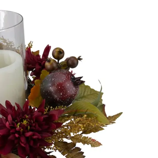 22" Mums with Pomegranate Fall Candle Holder Centerpiece {7}