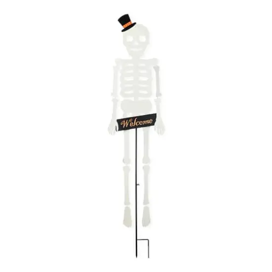Glitzhome&reg; 60" Halloween "WELCOME" Metal Dangling Skeleton Yard Stake {1}