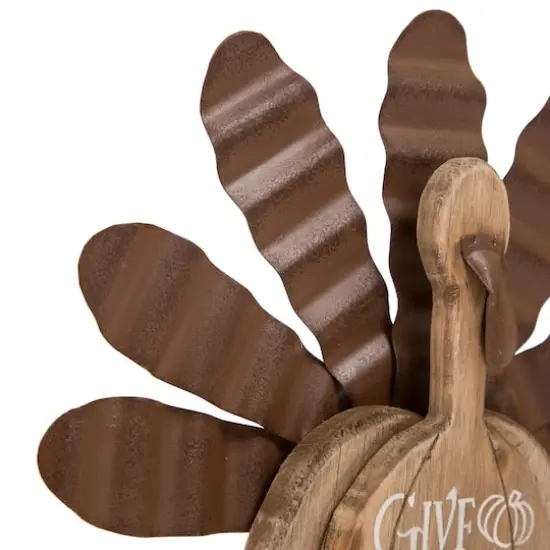 Glitzhome&reg; 12" Wood & Metal Turkey Tabletop Accent {5}