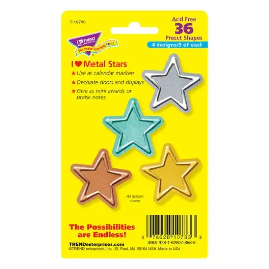 Trend I Heart Metal Stars Mini Accents Variety Pack, 6 Packs of 36 {4}