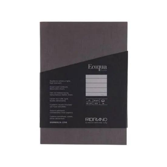Fabriano&reg; EcoQua Plus A5 Lined Gray Glue-Bound Notebook {3}