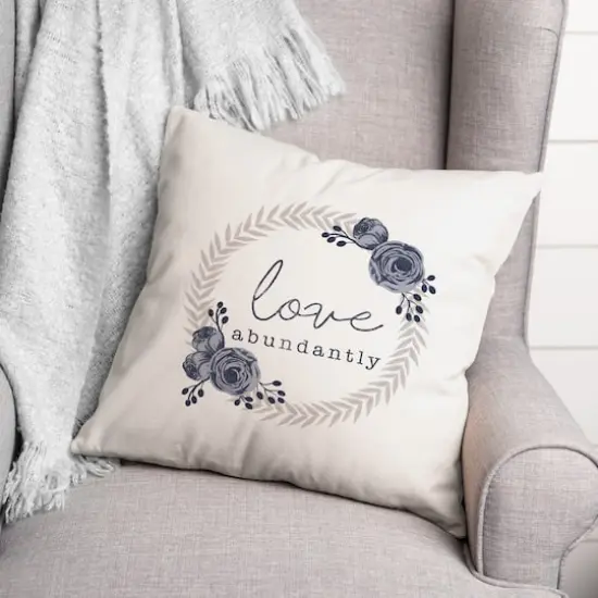 Love Abundtantly Wreath 18" x 18" Throw Pillow {3}