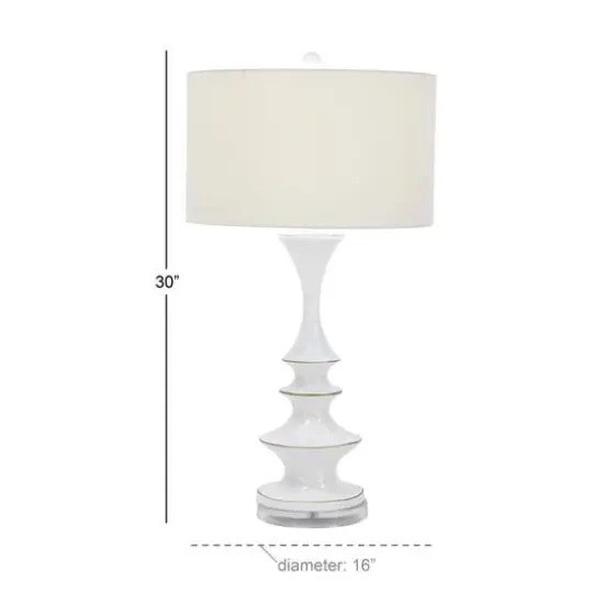 30" White Polystone & Iron Traditional Table Lamp {9}