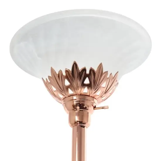 Lalia Home Torchiere Floor Lamp with 2 Reading Lights Rose Gold/White Shades {9}