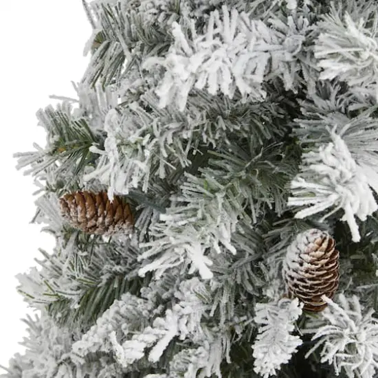 3ft. Unlit Flocked White River Mountain Pine & Pinecones Artificial Christmas Tree {4}