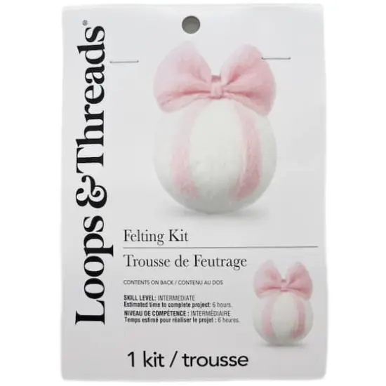Christmas Pink & White Ball with Bow Felting Kit by Loops & Threads® {5}