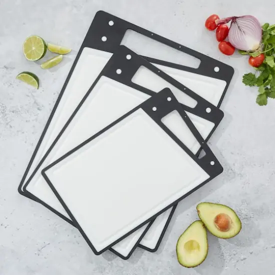 JoyJolt&reg; Cutting Board Set White and Black {7}