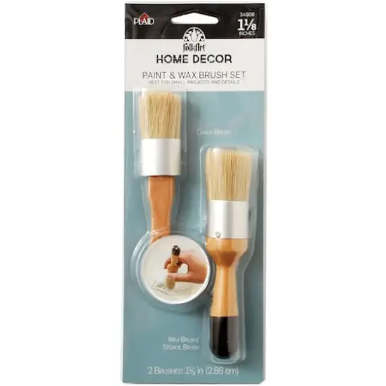 Plaid&reg; FolkArt&reg; 1.125" Home D&eacute;cor Paint & Wax Brush Set {1}